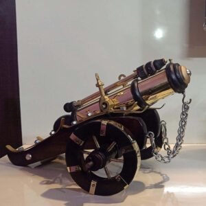 Vintage Brass and Wood Cannon Showpiece – Decorative Collectible