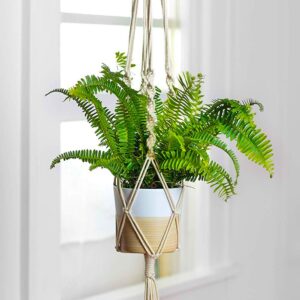 Plant Hanger, Cotton Rope Flower Pot Basket Hanger, Ivory, 39 inches, Pack of 1