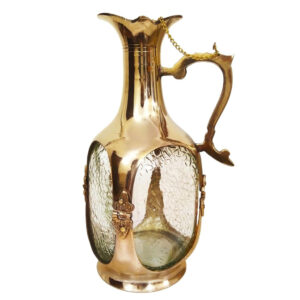 Vintage Brass and Glass Pitcher