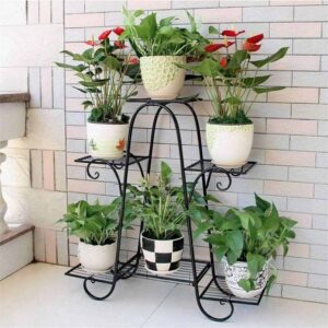 6 Tier Metal Plant Stand for Patio L-25 x W-9 x H-29 inches