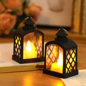 Antique LED Lantern Hurricane Lamp (set of 2)