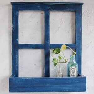 Handcrafted Wooden Wall Planter (Blue)