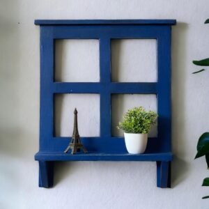 Vintage Window Frame Wall Shelf - Blue
