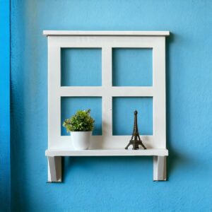 Vintage Window Frame Wall Shelf - White