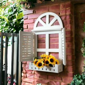 Window-Style Decorative Wall Shelf with Shutters Pack of1