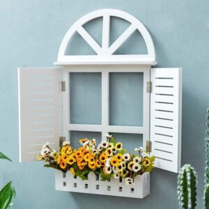 Window-Style Decorative Wall Shelf with Shutters Pack of1 - Large
