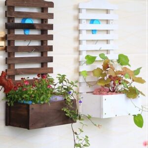 Rustic Wooden Wall Planter with Trellis (24Lx12W Inches)