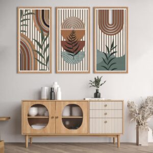 Boho Abstract Botanical Wall Art - Set of 3