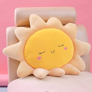 Sun Shaped Velvet Cushion for Kids Room, Living Room, Bedroom, Luxury Furnishing, Throw Pillow (16x16 inch, Orange)