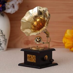 Vintage Brass Miniature Gramophone