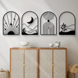 Modern Metal Wall Art Panel Set (4 Pieces)