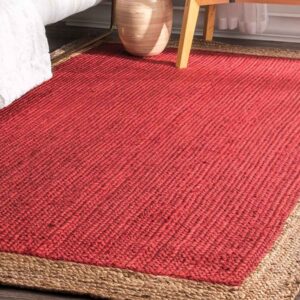 Handwoven Red Jute & Cotton Area Rug (3x5 feet)