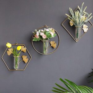 Elegant Wall-Mounted Metal Flower Vase Set (Set of 3)