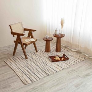 Handwoven Beige Cotton & Jute Chindi Rug (91x152 cm)