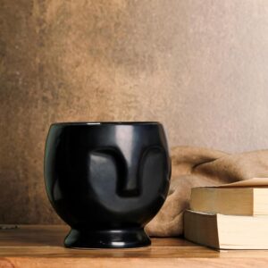 4.4 Inch Black Human Face Ceramic Planter Set of 1 (Flowers Not Included)
