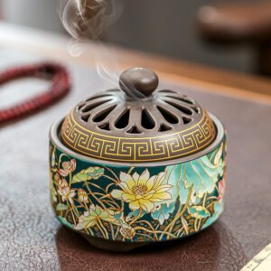 Ceramic Dhoop Dani Loban Burner Holder Stand for Home | Dhup Kapoor Dani for Puja | Sambrani Dhoop Holder | Dhuni Burner Samrani Dhoop Batti Stand for Pooja | Dhup Stand Incense Oud Burner