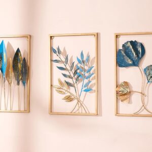 Elegant Metal Wall Art – Botanical Leaf Design (Set of 3)
