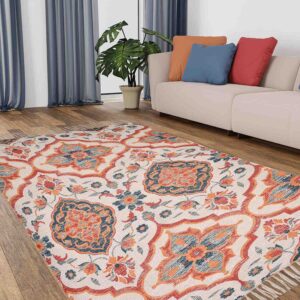 Bohemian Floral Printed Handwoven Rug