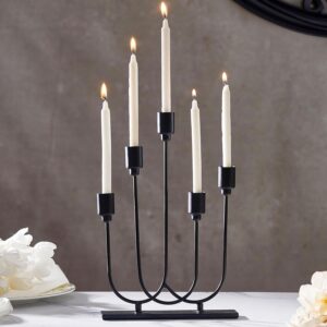 Black Metal 5-Arm Candelabra Candle Holder