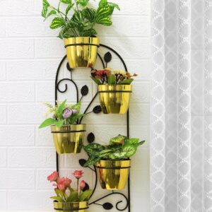 Golden 5-Pot Vertical Wall Planter Stand